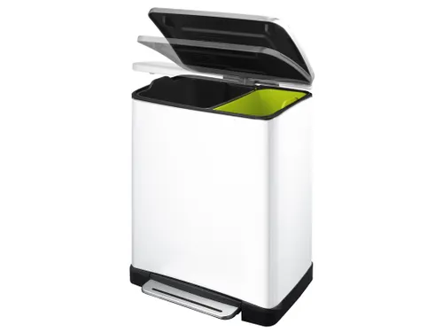 E-Cube recycling pedaalemmer 28+18 Liter Wit Mat RVS