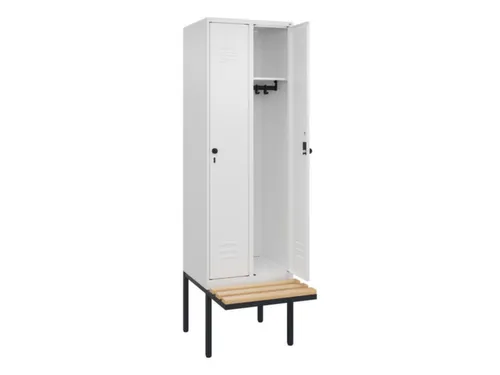locker met bank,HxBxD 2120x600x815mm,2vak,vak B 300mm,draaigrendel