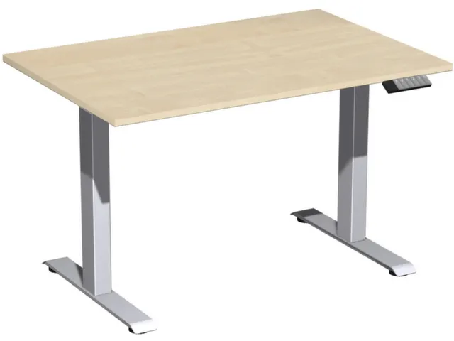 Elektrisch ihv bureau,HxBxD 630-1280x1200x800mm,blad esdoorn