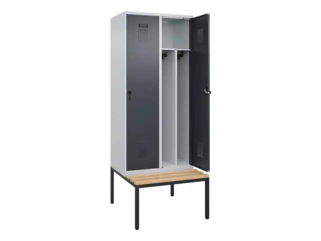 locker met bank,voor scheiding van kleding,HxBxD 2120x800x815mm,2vak