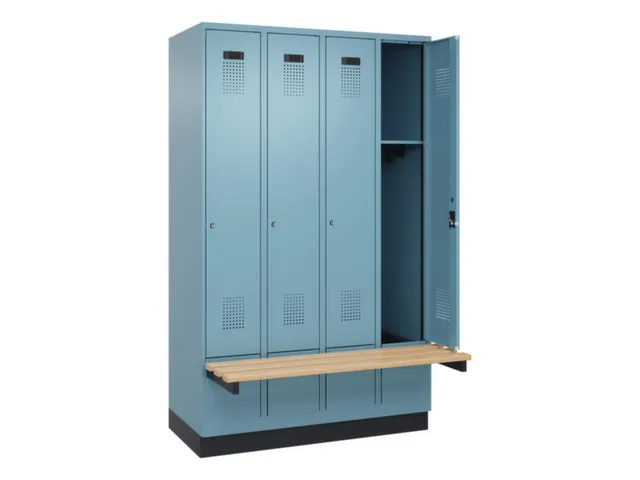 locker met bank,HxBxD 1950x1200x815mm,4vak,vak B 300mm,cilinderslot