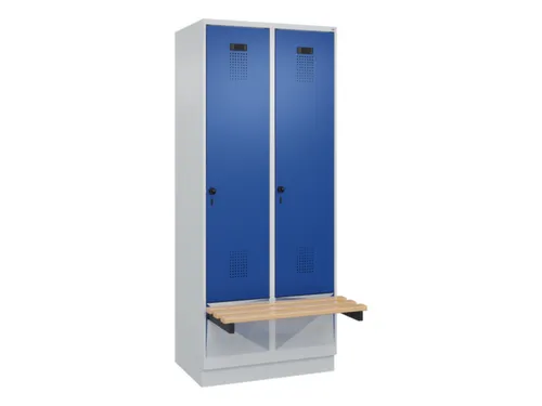 locker met bank,HxBxD 1950x800x815mm,2vak,vak B 400mm,draaigrendel