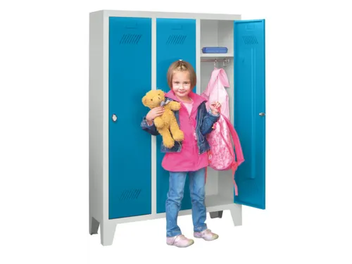 lockerkast v. kinderen,HxBxD 1300x780x300mm,3vak,RAL7035,front RAL5012