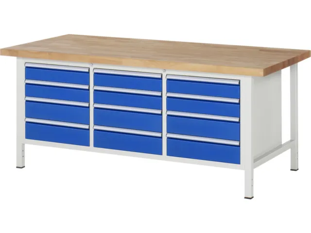 werkbank,HxBxD 840-1040x2000x900mm,beukblad,draagverm. 1250kg,4voeten