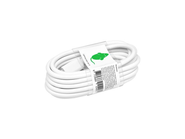 Kabel Green Mouse USB Lightning-A 2 meter wit | HardwareKabel.nl