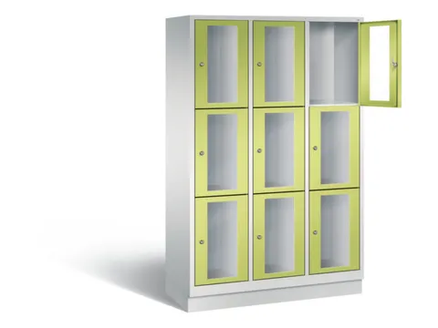 Lockerkast 1800x1200x500mm 3x3 vakken Cilinderslot, Sokkel RDS1108060