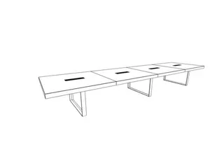 Vergadertafel Hxbxd 73x560x140cm Plaat Noten Sledeframe Verchroomd - 3
