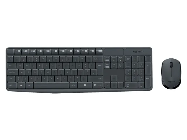 Logitech Draadloos Toetsenbord MK235 QWERTY + Compacte muis Zwart