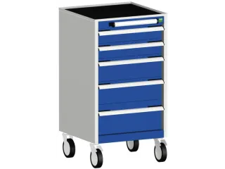 ladekast verrijdbaar 980x525x525mm 5laden RAL7035 front RAL5010 - 1