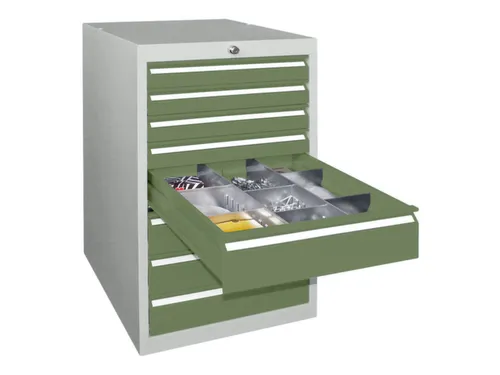 ladekast HxBxD 800x500x600mm 8laden slot RAL7035 front RAL6011