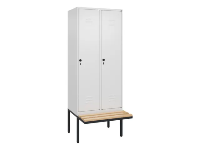 locker met bank,HxBxD 2120x800x815mm,2vak,vak B 400mm,draaigrendel