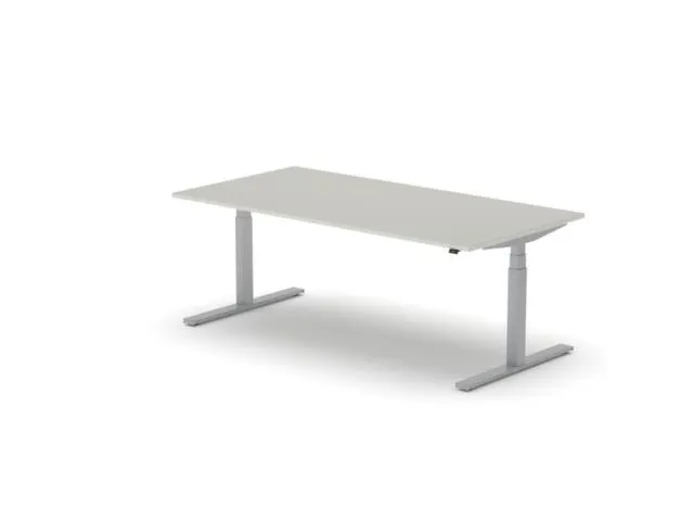 Elektrisch ihv bureau,HxBxD 650-1310x2000x1000mm,blad lichtgrijs