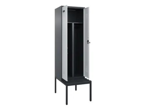 PBM-locker met bank,HxBxD 2120x600x815mm,2vak,vak B 300mm,draaigrendel