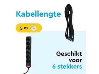Stekkerdoos BRASQ 6 voudig 5 meter zwart - 4
