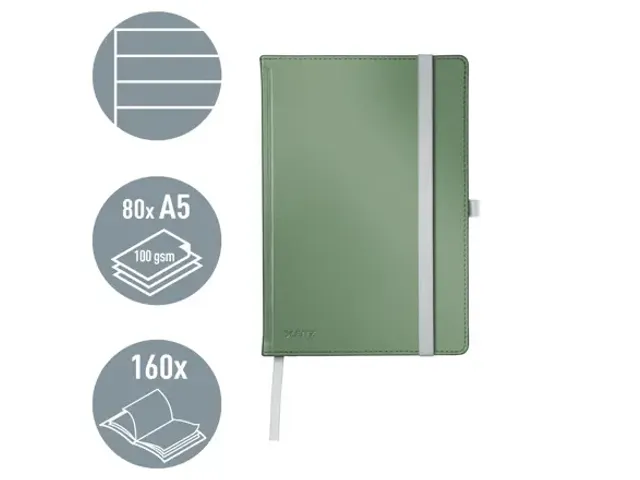 Carnet de notes Leitz Style A5 ligné 160 pages 100g vert
