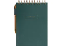 Notitieblok Èccolo spiraal met pen Emerald lijn ca.15x22cm 80gr. 120p