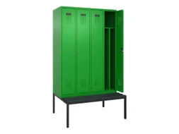 locker met bank,voor scheiding van kleding,HxBxD 2120x1200x815mm,4vak