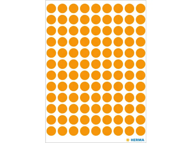 Etiquette HERMA 1844 rond 8mm orange fluo 540 pièces