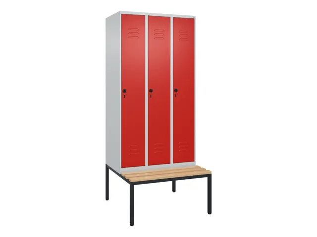 Dekenkist Classic+ 3 vakken 30cm 212x90x81.5cm Lichtgrijs/Rood