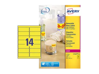 Adresetiket Avery L7263Y-100 99.1x38.1mm Neon geel 1400 stuks - 1