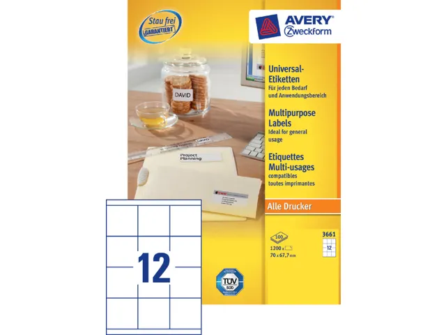 Etiquette Avery Zweckform 3661 70x67,7mm blanc 1200 pièces