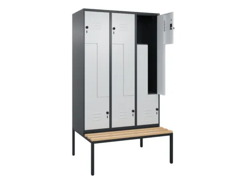 Z-garderobekast,HxBxD 2120x1200x815mm,6vak,vak B 400mm,draaigrendel