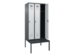 locker met bank,HxBxD 2120x900x815mm,3vak,vak B 300mm,draaigrendel
