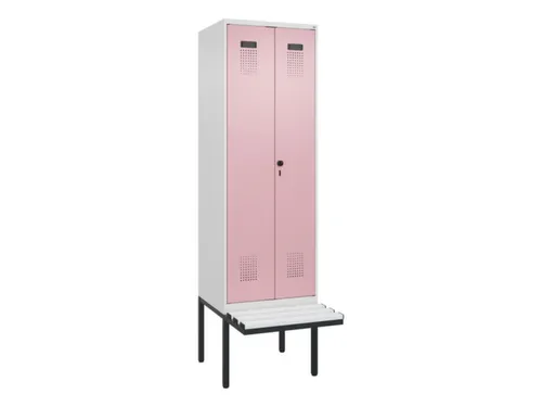 PBM-locker met bank,HxBxD 2120x600x815mm,2vak,vak B 300mm,draaigrendel