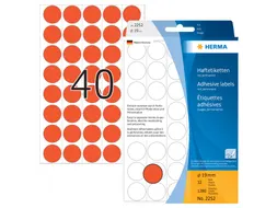 HERMA 2252 Multipurpose etiketten Rond 19mm Rood 1280 stuks