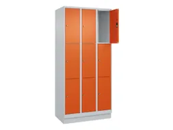 lockerkast,HxBxD 1950x900x500mm,3x3vakken,vak B 300mm,cil.-slot,sokkel