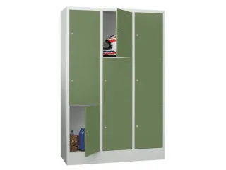 lockerkast,HxBxD 1850x1200x500mm,3x3vakken,RAL7035,front RAL6011 - 2