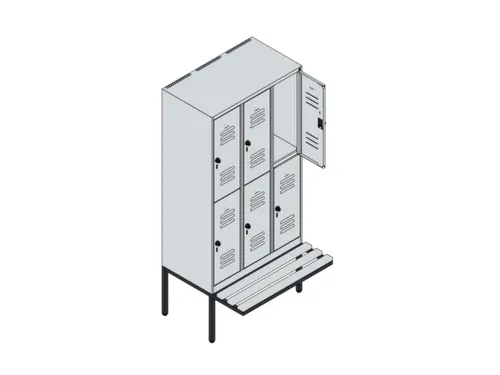 Dubbeldekse dekenkist,HxBxD 1950x900x815mm,3x2vak.,vak B 300mm