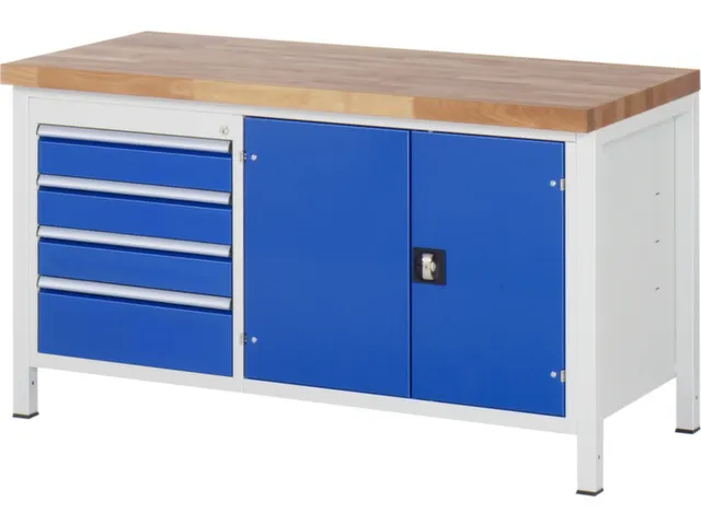 werkbank,HxBxD 840-1040x1500x700mm,beukblad,draagverm. 1250kg,4voeten