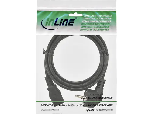 Kabel inLine STROOM C13 recht - CEE7/7 haaks 1,8 meter zwart