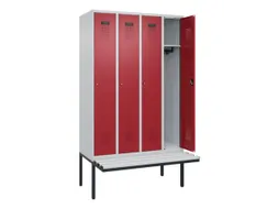locker met bank,HxBxD 2120x1200x815mm,4vak,vak B 300mm,cilinderslot