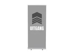 Roll-Banner 85x200 complete set met print "Uitgang" Grijs