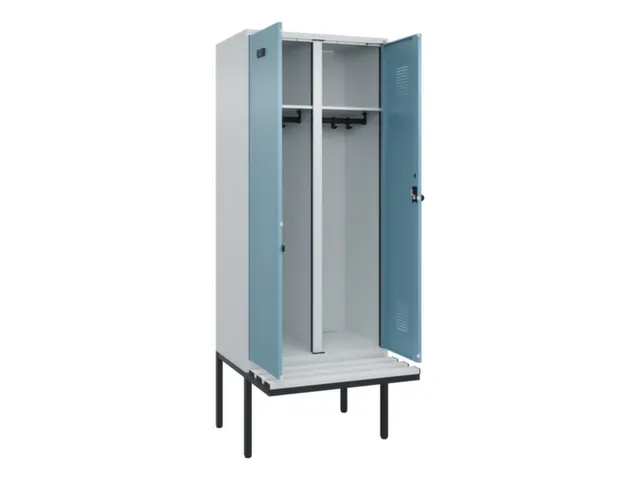 locker met bank,voor scheiding van kleding,HxBxD 2120x800x815mm,2vak