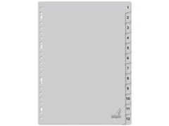 Tabblad ECO Kangaro A4 cijfers 180 grams grijs karton 23-gaats 12-deli