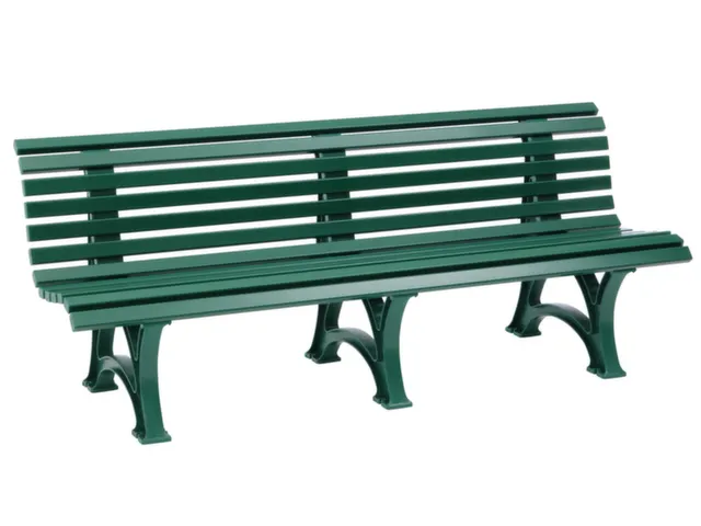 Kunststofbank 800x2000x450mm Zit H 410mm 12 Latten 3 Pootstellen Groen