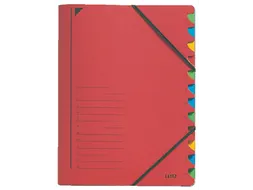 Sorteermap Leitz 3912 A4 12 vaks karton rood