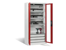 acculaadkast 1950x930x500mm 15stekkerdozen 230V ventilator fr. RAL3003