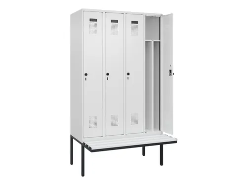 locker met bank,voor scheiding van kleding,HxBxD 2120x1200x815mm,4vak