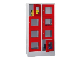 lockerkast,HxBxD 1518x800x500mm,2x4vakken,RAL7035,front RAL3000 - 2
