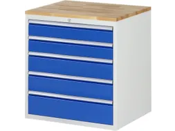ladekast 825x770x650mm 5laden cilinderslot RAL7035 RAL5010 beuken