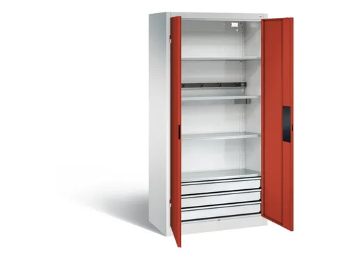 acculaadkast 1950x930x500mm 5stekkerdozen 230V cil.-slot front RAL3000