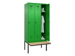 locker met bank,HxBxD 2120x900x815mm,3vak,vak B 300mm,draaigrendel