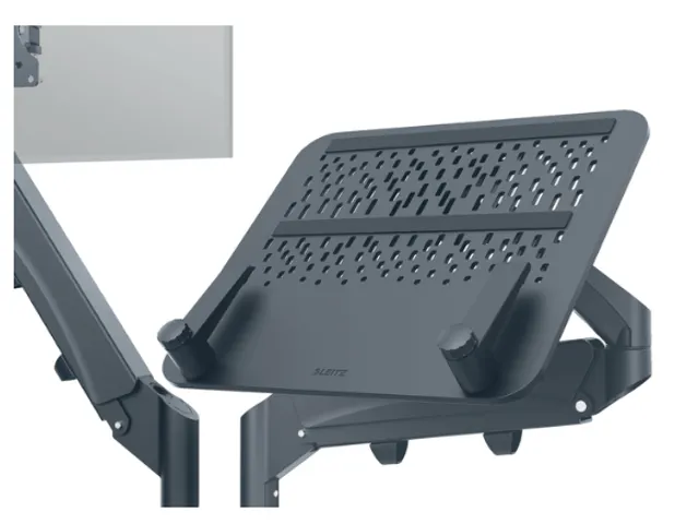 Monitor- en laptoparm Leitz Ergo ruimtebesparend dubbel donkergrijs