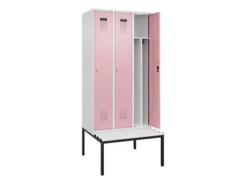 locker met bank,voor scheiding van kleding,HxBxD 2120x900x815mm,3vak