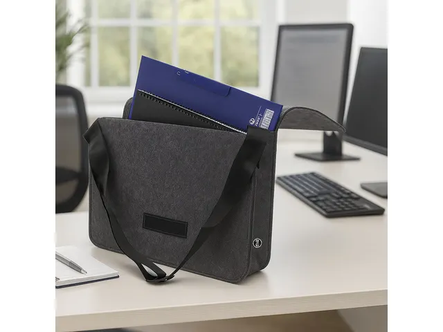 Bureautas Juscha RPET hybride werken donker grijs 50x28x15cm