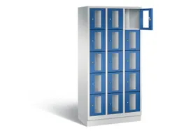 Lockerkast 1800x900x500mm 3x5 vakken Cilinderslot, Sokkel, RAL5010